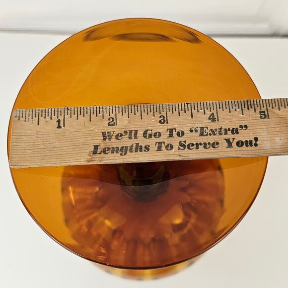 Vintage 1960s MCM Mid century amber brown glass pedestal bowl vase 5 x 12 - Picture 6 of 16